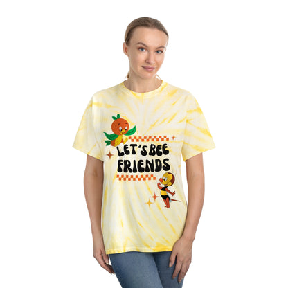 Orange Bird & Spike the Bee Tie-Dye T-Shirt, Unisex Tee Yellow