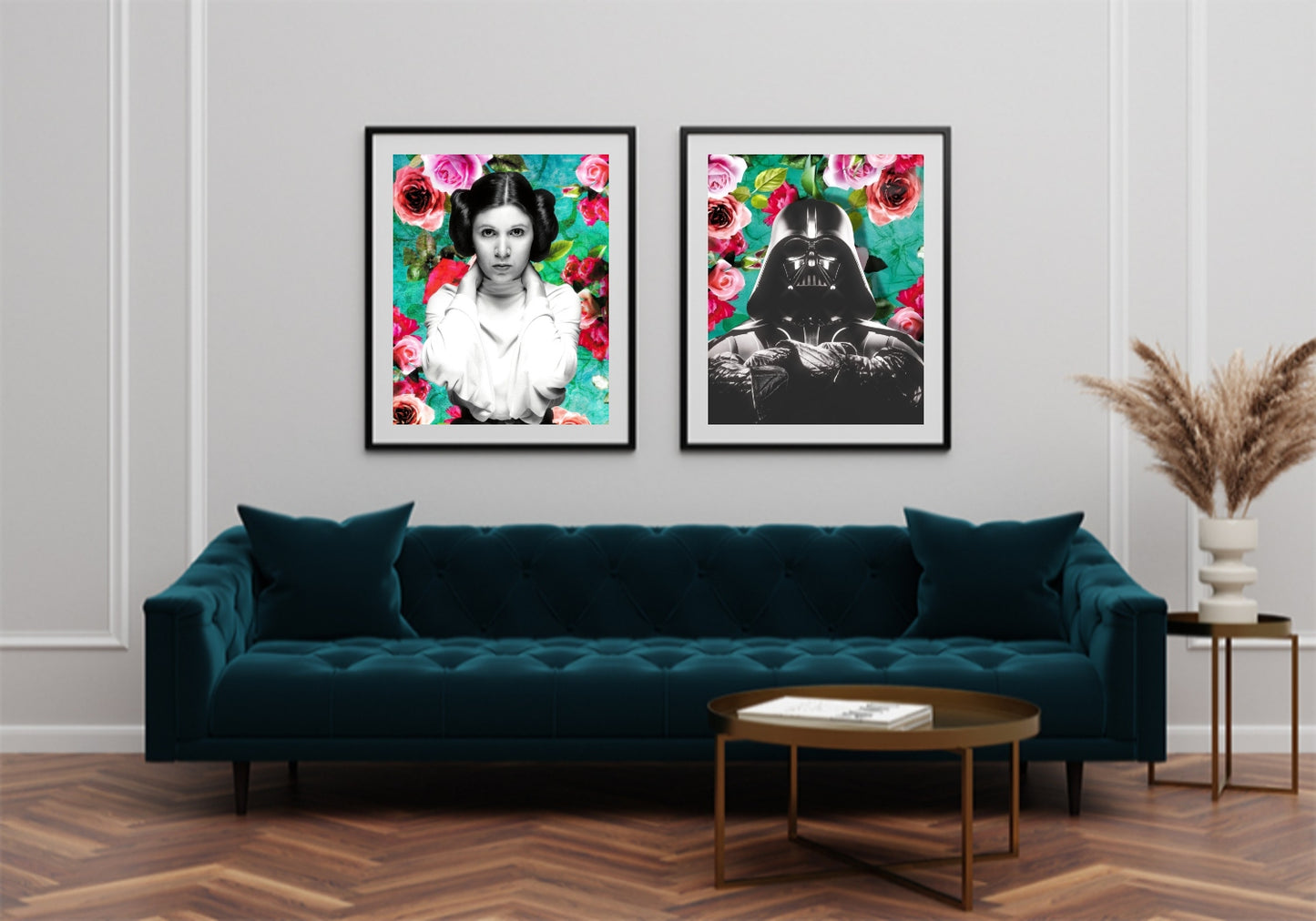 Princess Leia and Darth Vader Floral Wall Art Set | Lisa Jaye Art Designs