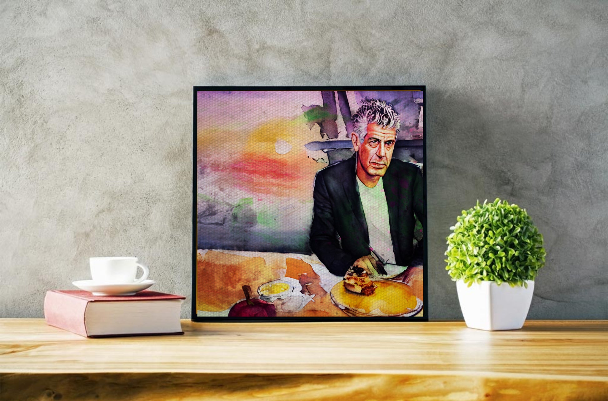 Anthony Bourdain painting watercolor