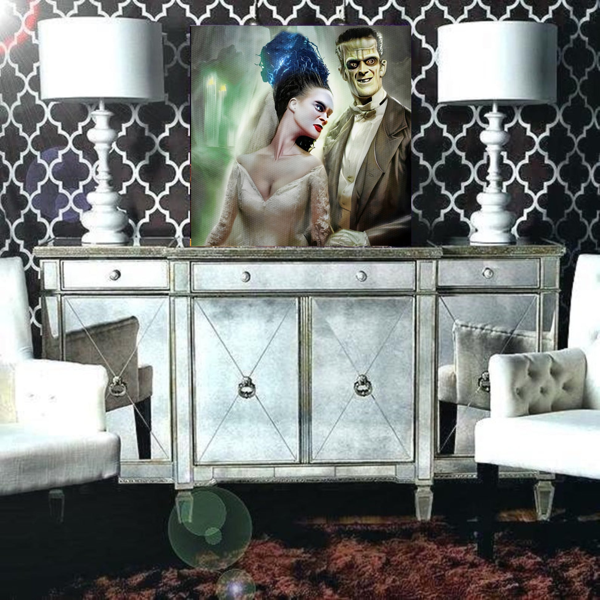 Frankenstein's Monster and Bride Wall art