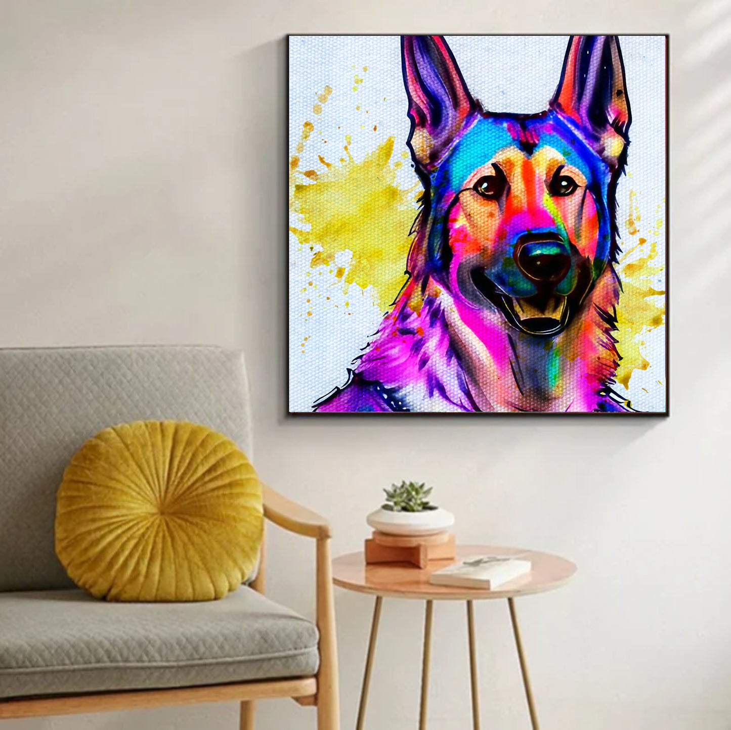 German Shepherd colorful wall art gift