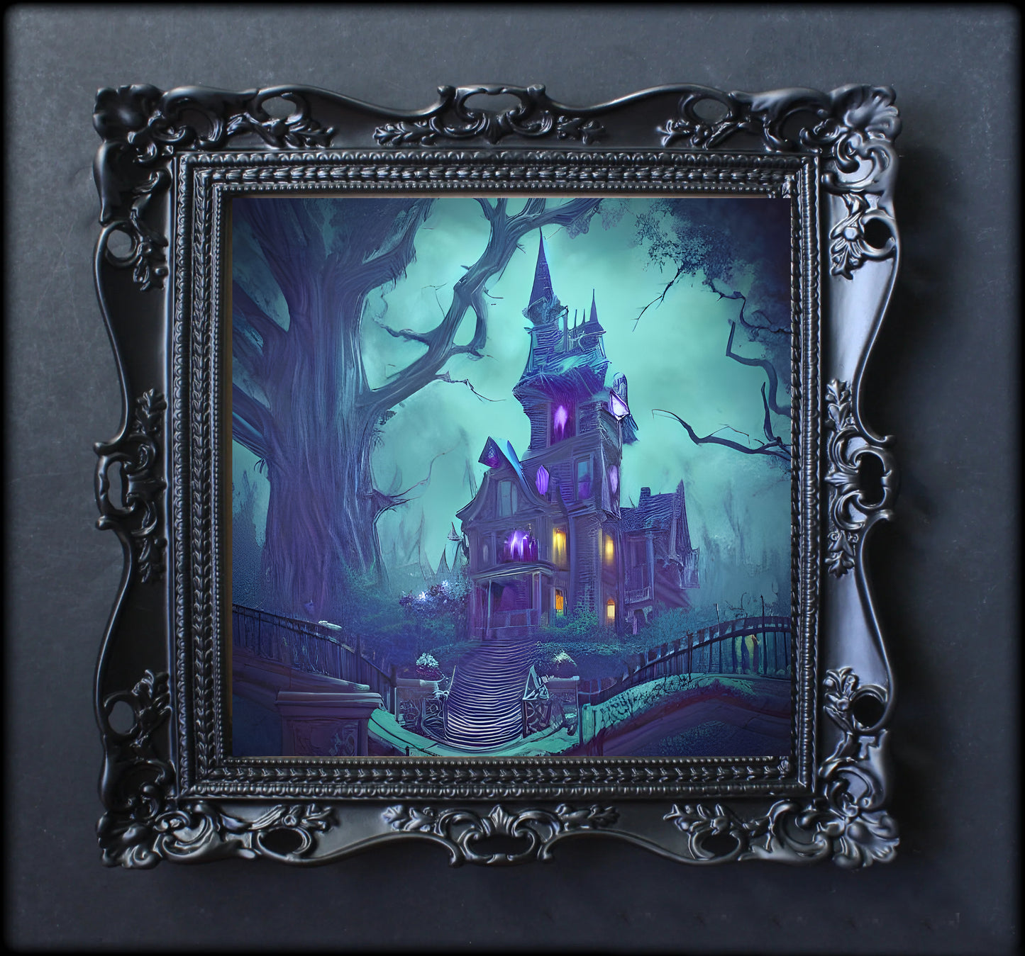 Haunted House teal artwork