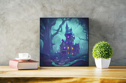 Haunted House in Teal Fine Art  | Lisa Jaye Art Designs