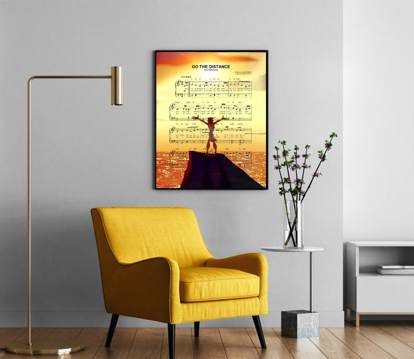 Hercules Go The Distance Sheet Music Wall Art  | Lisa Jaye Art Designs