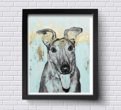 Custom Pet Art - Gold & Teal Style