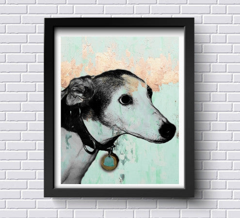 Custom Pet Art - Gold & Teal Style