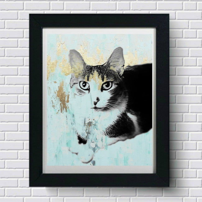 Custom Pet Art - Gold & Teal Style