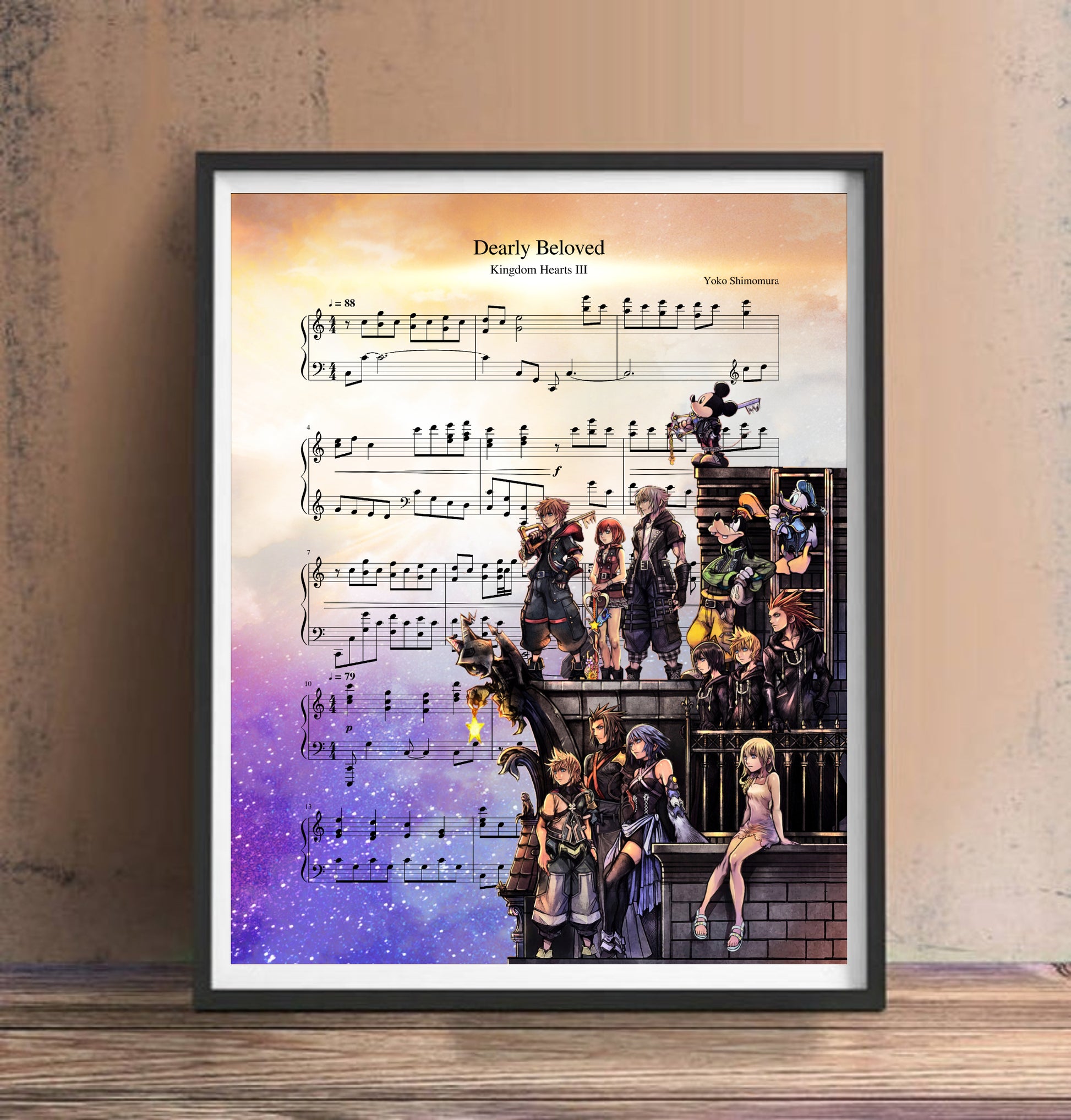 Kingdom Hearts Dearly Beloved wall art gift