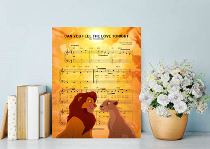 Lion King Love Tonight Sheet Music Wall Art  | Lisa Jaye Art Designs