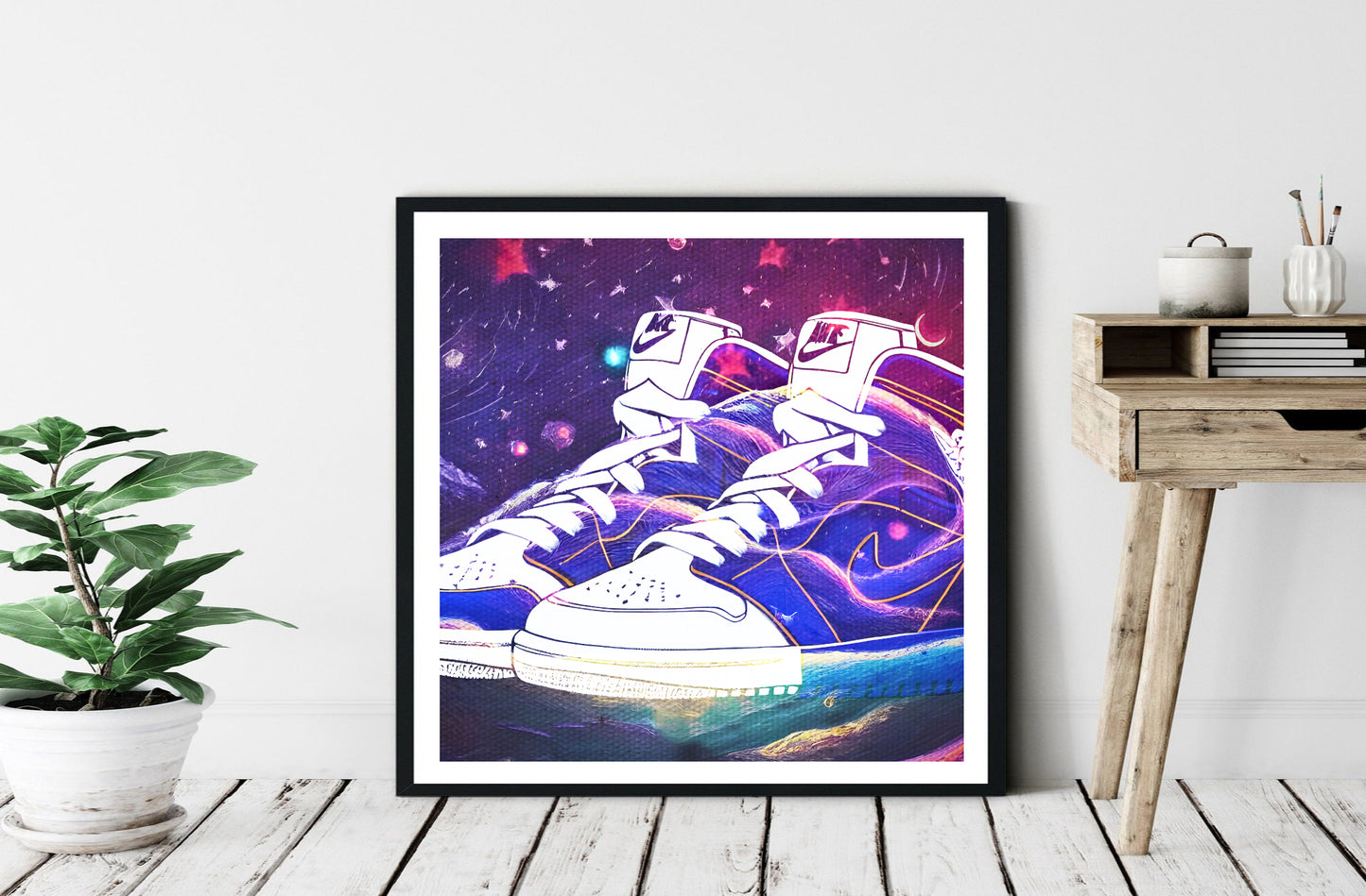 Purple jordans wall art poster