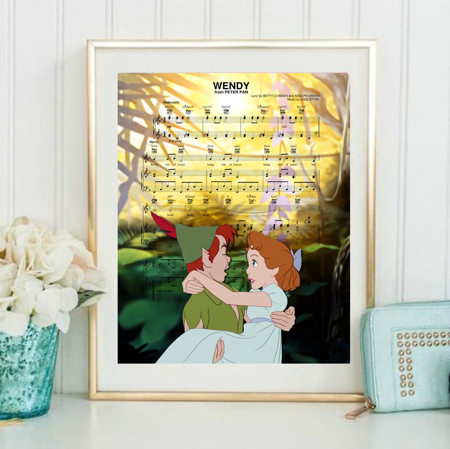 Peter Pan Wendy Sheet Music Wall Art  | Lisa Jaye Art Designs