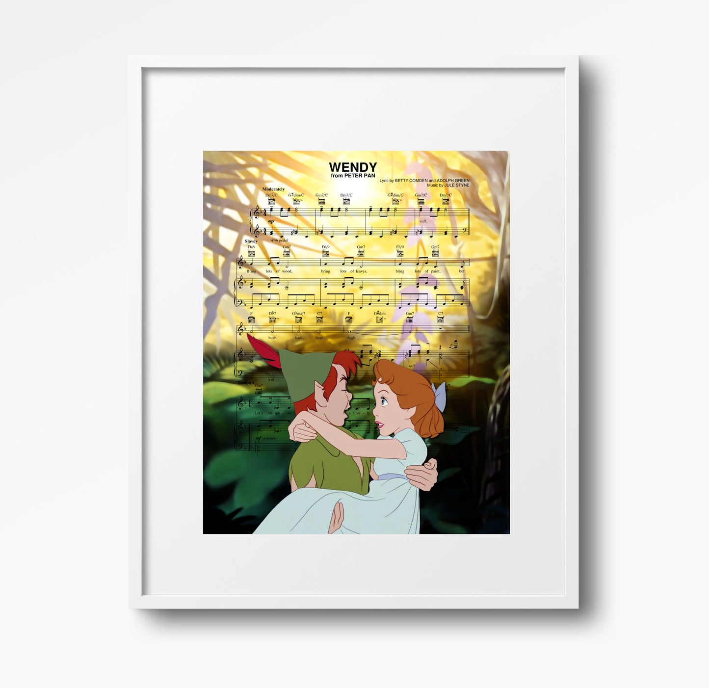 Peter Pan Wendy Sheet Music Wall Art