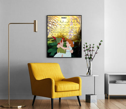 Peter Pan Wendy Sheet Music Wall Art  | Lisa Jaye Art Designs