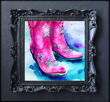 Pink Rhinestone Cowboy Boots Wall Art  | Lisa Jaye Art Designs