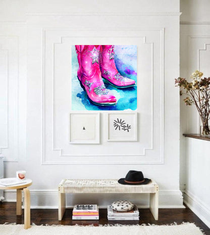 Pink Cowboy boots art