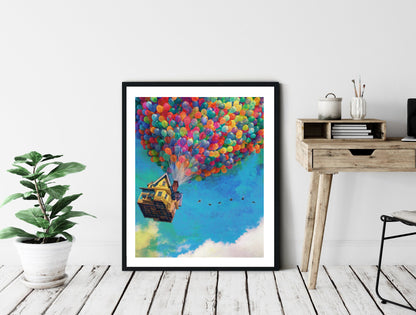 UP Balloon House Watercolor Wall Art  | Lisa Jaye Art Designs