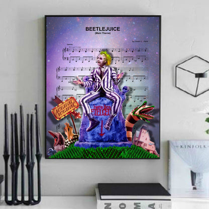 Beetlejuice theme song sheet music wall art print