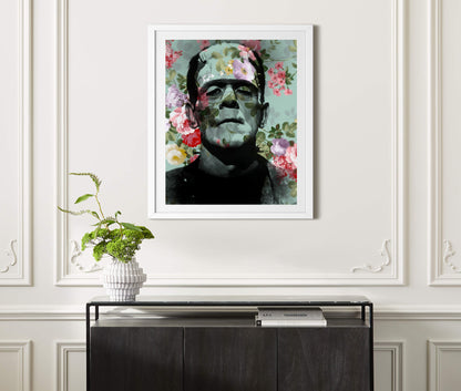 Frankenstein's Monster & Bride Floral Wall Art Set | Lisa Jaye Art Designs