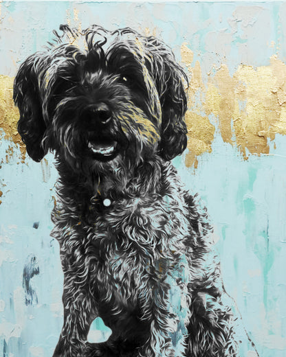 Custom Pet Art - Gold & Teal Style