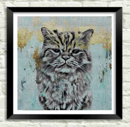 Custom Pet Art - Gold & Teal Style