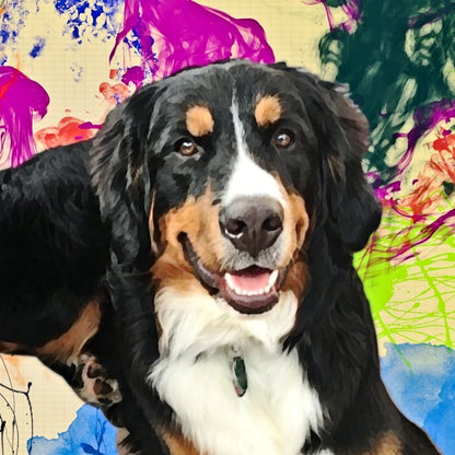 Custom Pet Art -  Paint Splatter Pet Full Color Style