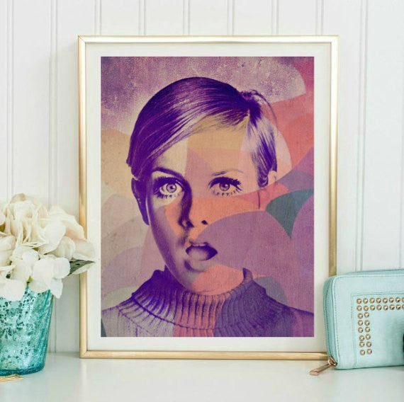 Twiggy 60's Art Print, Wall Art, Canvas